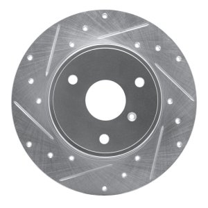 Smart Fortwo Brake Rotor (1) - Front Left - R1 Concepts - Drilled & Slotted - Silver - `05-`16